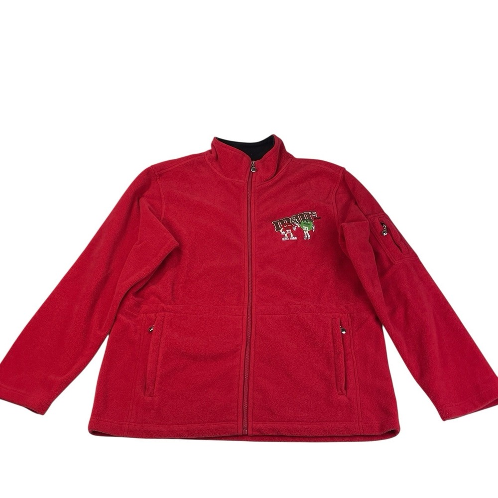 Danbury Mint / M&M's Red Fleece Full-Zip Jacket — Embroidered‎ Candy Logo Size M